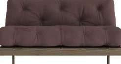 Canapé-lit en pin carob brown et tissu marron 160 x 200 cm Roots - Karup Design