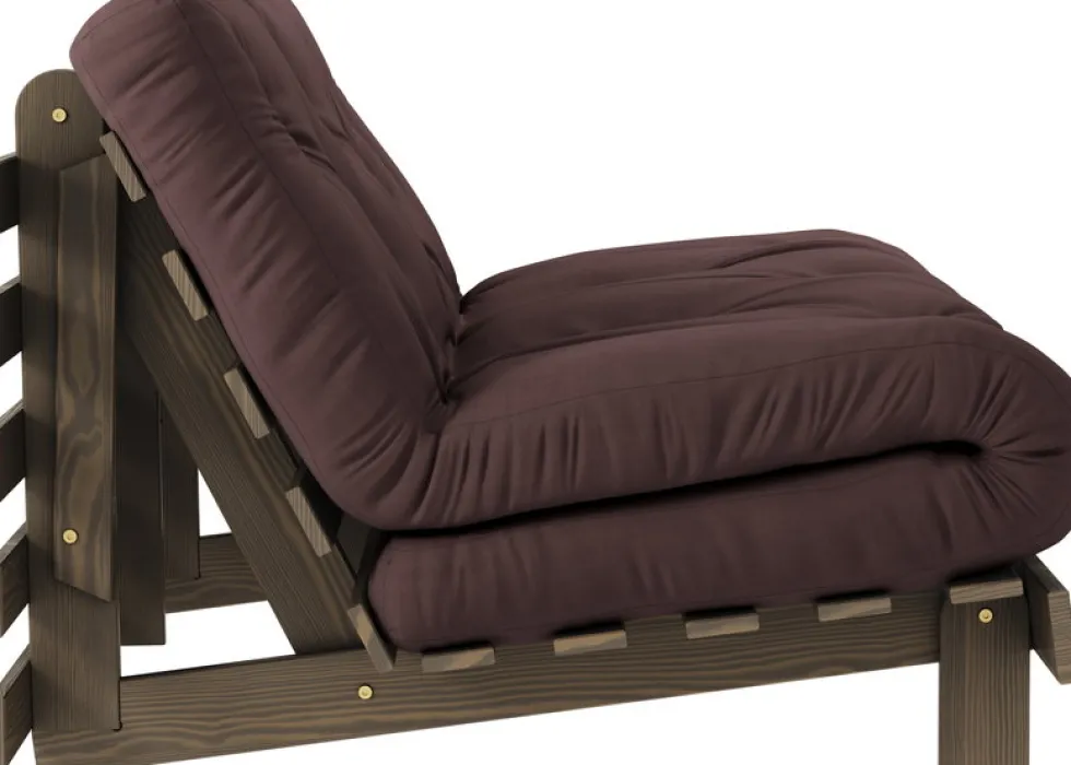Canapé-lit en pin carob brown et tissu marron 140 x 200 cm Roots - Karup Design
