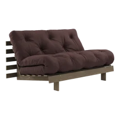 Canapé-lit en pin carob brown et tissu marron 140 x 200 cm Roots - Karup Design