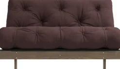 Canapé-lit en pin carob brown et tissu marron 140 x 200 cm Roots - Karup Design