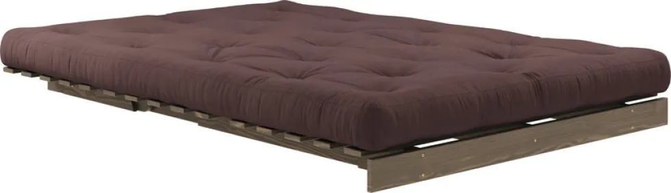 Canapé-lit en pin carob brown et tissu marron 140 x 200 cm Roots - Karup Design