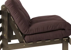 Canapé-lit en pin carob brown et tissu marron 140 x 200 cm Roots - Karup Design