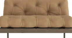 Canapé-lit en pin carob brown et tissu mocca 160 x 200 cm Roots - Karup Design