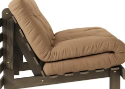 Canapé-lit en pin carob brown et tissu mocca 140 x 200 cm Roots - Karup Design