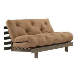 Canapé-lit en pin carob brown et tissu mocca 140 x 200 cm Roots - Karup Design