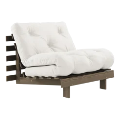 Canapé-lit en pin carob brown et tissu naturel 90 x 200 cm Roots - Karup Design