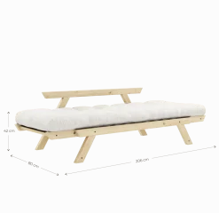 Canapé-lit en pin massif avec accoudoirs et matelas bordeaux 75x200cm Bebop - Karup Design