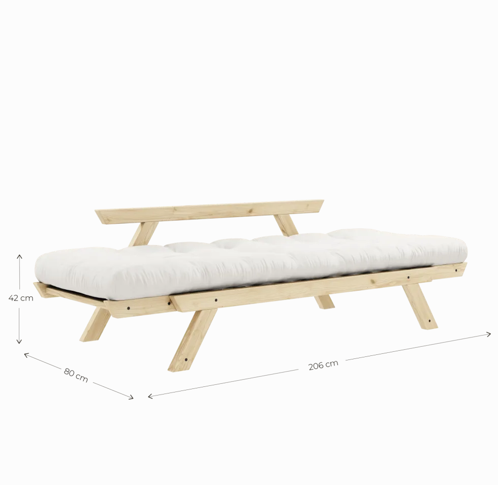 Canapé-lit en pin massif avec accoudoirs et matelas bordeaux 75x200cm Bebop - Karup Design