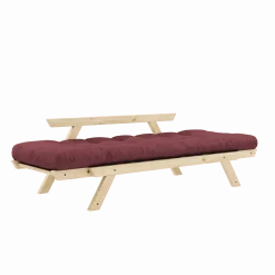 Canapé-lit en pin massif avec accoudoirs et matelas bordeaux 75x200cm Bebop - Karup Design