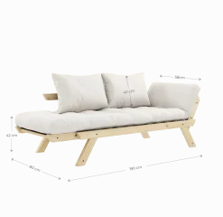 Canapé-lit en pin massif avec accoudoirs et matelas bordeaux 75x200cm Bebop - Karup Design