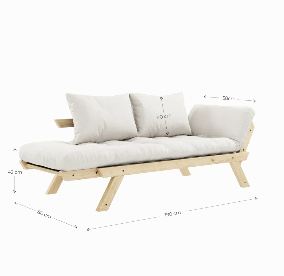 Canapé-lit en pin massif avec accoudoirs et matelas bordeaux 75x200cm Bebop - Karup Design