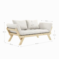 Canapé-lit en pin massif avec accoudoirs et matelas bordeaux 75x200cm Bebop - Karup Design