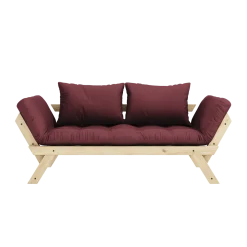 Canapé-lit en pin massif avec accoudoirs et matelas bordeaux 75x200cm Bebop - Karup Design