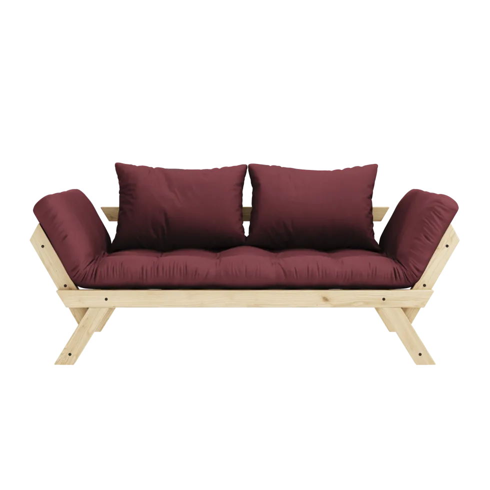 Canapé-lit en pin massif avec accoudoirs et matelas bordeaux 75x200cm Bebop - Karup Design