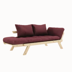 Canapé-lit en pin massif avec accoudoirs et matelas bordeaux 75x200cm Bebop - Karup Design