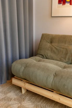Canapé-lit en pin massif avec matelas crème 90x200cm Roots - Karup