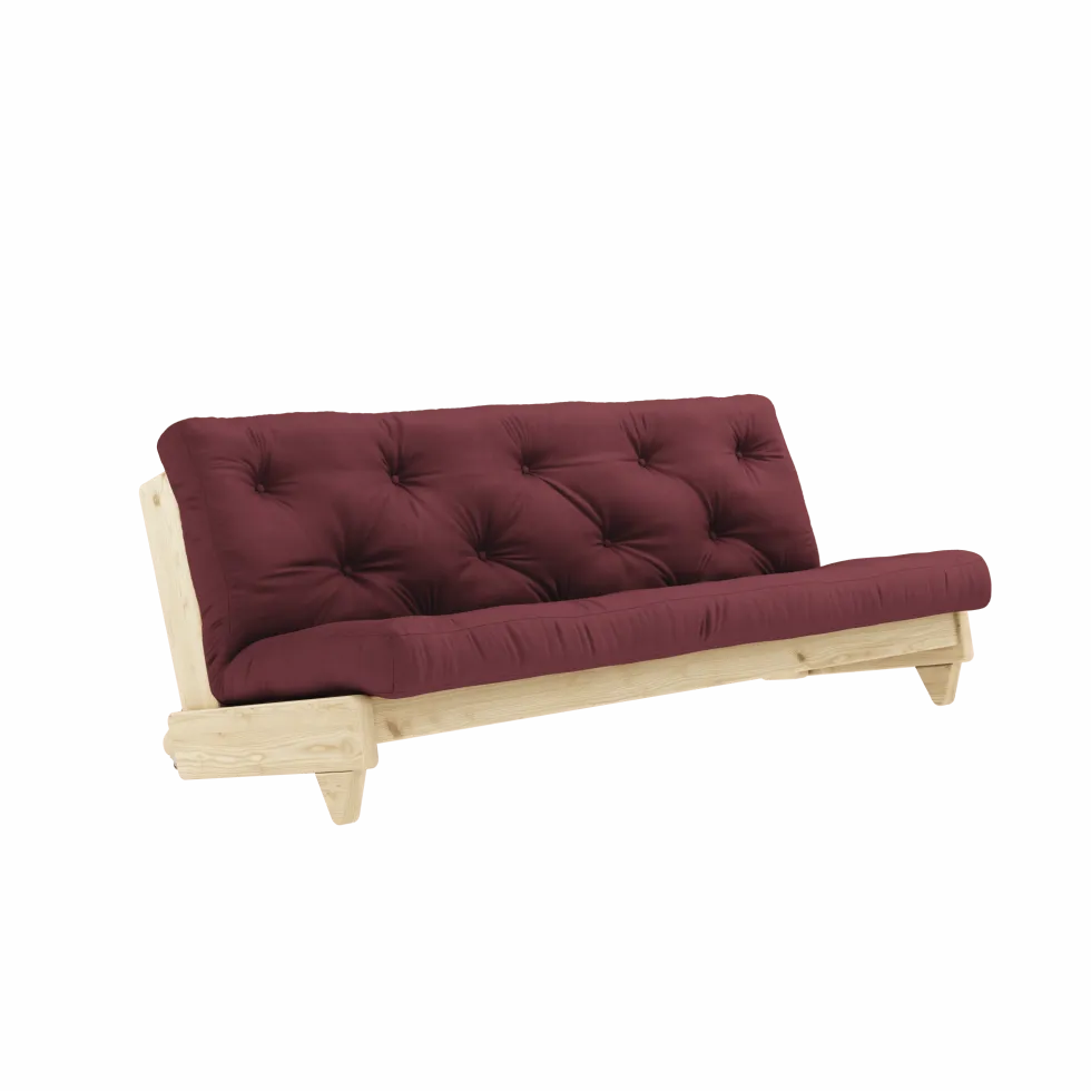 Canapé-lit en pin massif avec matelas en coton bordeaux 140x200cm Fresh - Karup Design