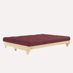 Canapé-lit en pin massif avec matelas en coton bordeaux 140x200cm Fresh - Karup Design
