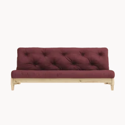 Canapé-lit en pin massif avec matelas en coton bordeaux 140x200cm Fresh - Karup Design