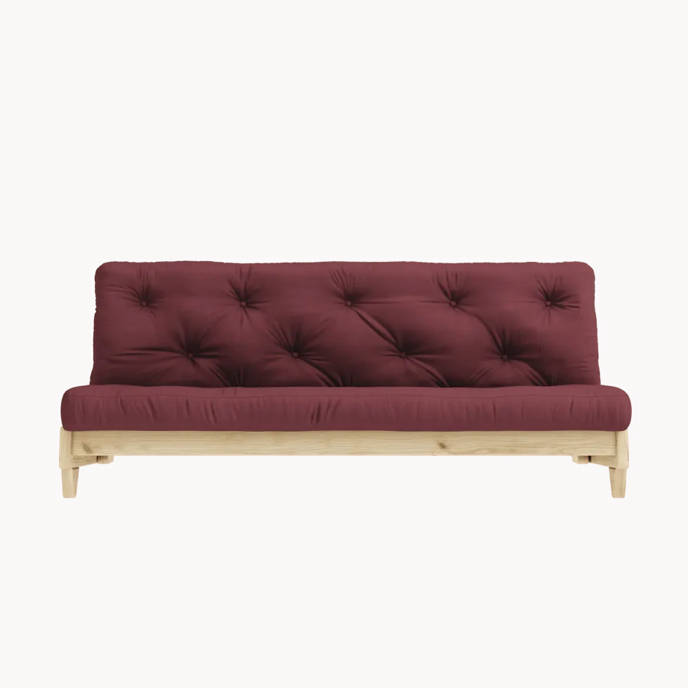 Canapé-lit en pin massif avec matelas en coton bordeaux 140x200cm Fresh - Karup Design