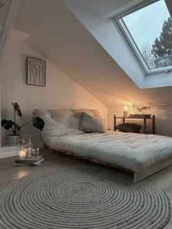 Canapé-lit gris en pin massif Roots 140 - Karup Design