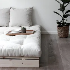 Canapé-lit gris foncé en pin massif Roots 140 - Karup Design