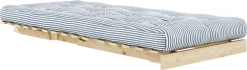 Canapé-lit 1 place en pin et tissu bleu rayé 90x200cm Roots - Karup Design