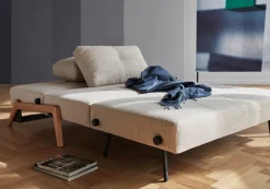 Canapé-lit 2 places blanc sable et pieds en chêne Cubed 2 - Innovation Living