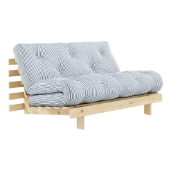 Canapé-lit 2 places en pin et tissu bleu rayé 140x200cm Roots - Karup Design