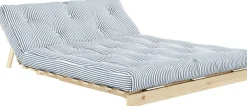 Canapé-lit 2 places en pin et tissu bleu rayé 140x200cm Roots - Karup Design