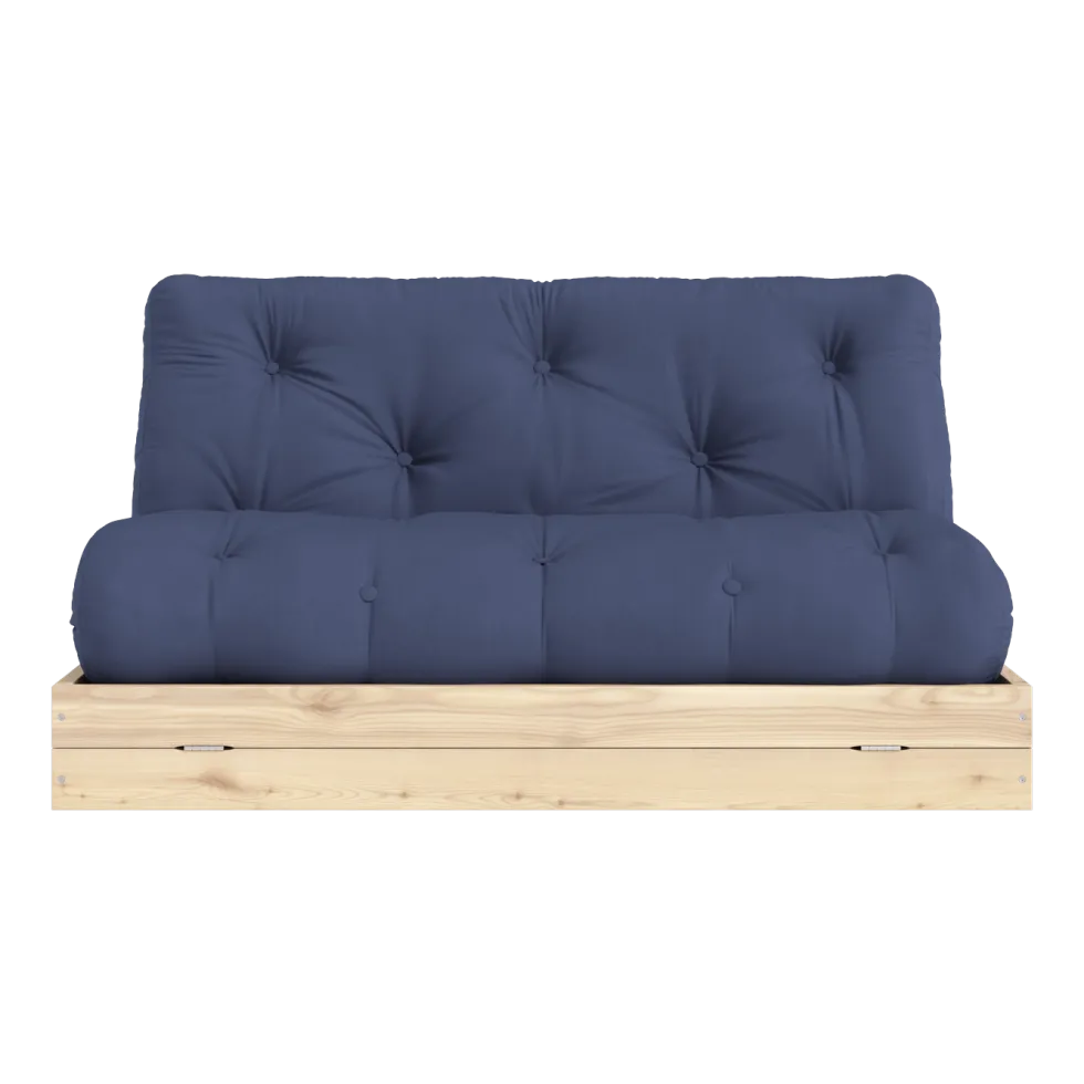 Canapé-lit 2 places en pin et tissu navy 140x200cm Flip Raw - Karup Design