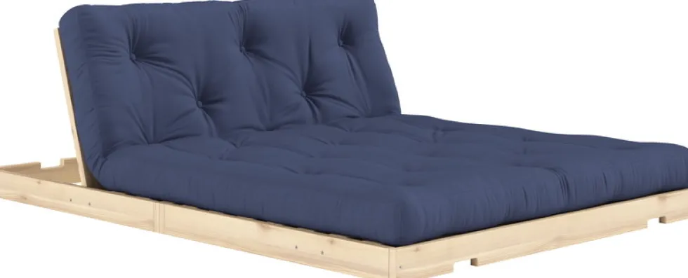 Canapé-lit 2 places en pin et tissu navy 140x200cm Flip Raw - Karup Design