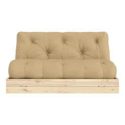 Canapé-lit 2 places en pin et tissu wheat beige 140x200cm Flip Raw - Karup Design