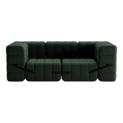 Canapé modulable accoudoirs 2 places en tissu dama vert foncé 204x102x68cm Curt - Ambivalenz