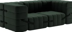 Canapé modulable accoudoirs 2 places en tissu dama vert foncé 204x102x68cm Curt - Ambivalenz