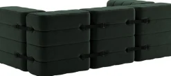 Canapé modulable accoudoirs 2 places en tissu dama vert foncé 204x102x68cm Curt - Ambivalenz