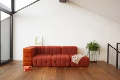 Canapé modulable accoudoirs 2 places en tissu jet gris marron 204x102x68cm Curt - Ambivalenz