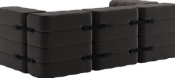 Canapé modulable accoudoirs 2 places en tissu jet gris marron 204x102x68cm Curt - Ambivalenz