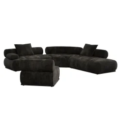 Canapé modulable côté gauche en tissu marron foncé 7,5 places Rembrandt - Zuiver