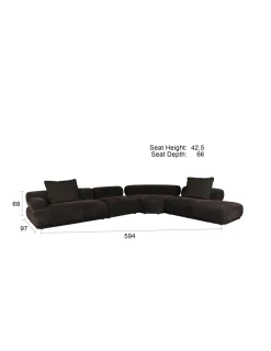 Canapé modulable côté gauche en tissu marron foncé 7,5 places Rembrandt - Zuiver