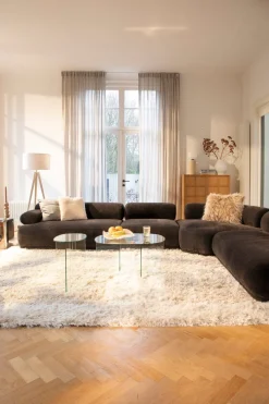 Canapé modulable côté gauche en tissu marron foncé 7,5 places Rembrandt - Zuiver
