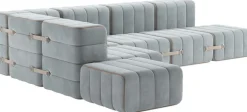 Canapé modulable d'angle en tissu bacelona bleu clair 306x238x68cm Curt - Ambivalenz