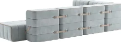 Canapé modulable d'angle en tissu bacelona bleu clair 306x238x68cm Curt - Ambivalenz