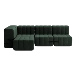 Canapé modulable d'angle en tissu dama vert foncé 238x170x68cm Curt - Ambivalenz