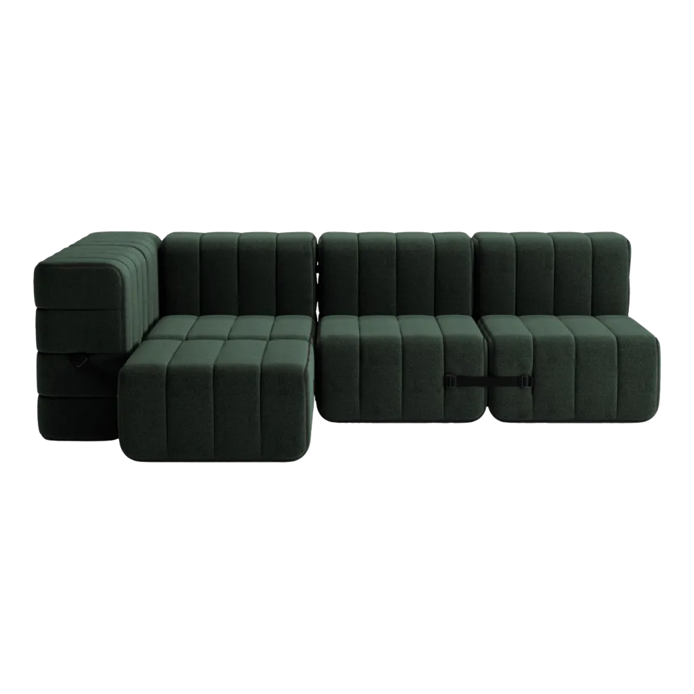 Canapé modulable d'angle en tissu dama vert foncé 238x170x68cm Curt - Ambivalenz