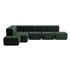 Canapé modulable d'angle en tissu dama vert foncé 306x238x68cm Curt - Ambivalenz