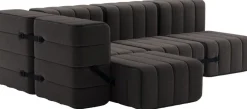 Canapé modulable d'angle en tissu jet gris marron 238x170x68cm Curt - Ambivalenz