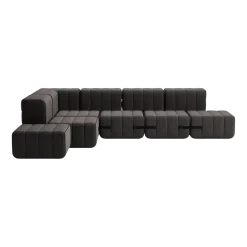 Canapé modulable d'angle en tissu jet gris marron 306x238x68cm Curt - Ambivalenz