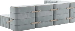Canapé modulable d'angle en velours barcelone bleu clair 238x170x68cm Curt - Ambivalenz