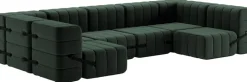 Canapé modulable forme u en tissu dama vert foncé 340x170x68cm Curt - Ambivalenz